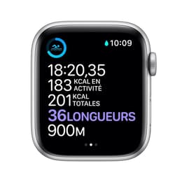 Apple Watch (Series 7) 2021 GPS + Cellular 41 mm - Acier inoxydable Argent - Bracelet sport Noir