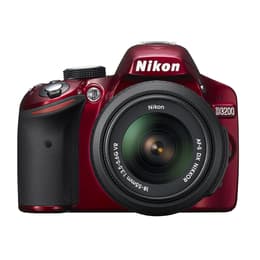 Reflex - Nikon D3200 - Rouge + Objectif Nikkor AF-S DX 18-55 VR