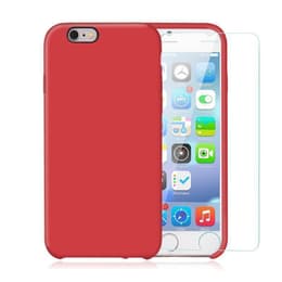 Coque iPhone 6 Plus/6S Plus et 2 écrans de protection - Silicone - Rouge