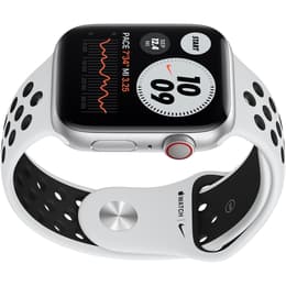 Apple Watch (Series 6) GPS + Cellular 44 mm - Aluminium Argent - Boucle sport Nike Platine pur/Noir