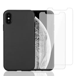 Coque iPhone X/XS et 2 écrans de protection - Compostable - Noir