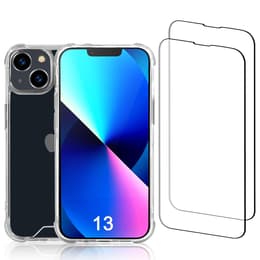 Coque iPhone 13 et 2 écrans de protection - Plastique recyclé - Transparent