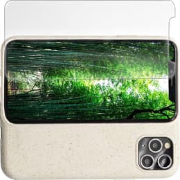 Coque iPhone 12/12 Pro et écran de protection - Matière naturelle - Blanc