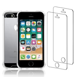 Coque iPhone SE(2016) et 2 écrans de protection - Plastique recyclé - Transparente