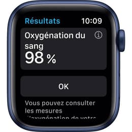 Apple Watch (Series 6) GPS + Cellular 44 mm - Aluminium Bleu - Bracelet sport Bleu