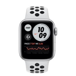Apple Watch (Series 7) GPS + Cellular 41 mm - Aluminium Blanc - Bracelet sport Nike Noir/Blanc