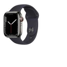 Apple Watch (Series 7) GPS + Cellular 45 mm - Acier inoxydable Graphite - Bracelet sport Noir