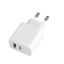 Chargeur maison double USB A+C PD 32W (12+20W) Ultra-rapide Blanc Bigben