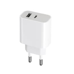 Chargeur maison double USB A+C PD 32W (12+20W) Ultra-rapide Blanc Bigben