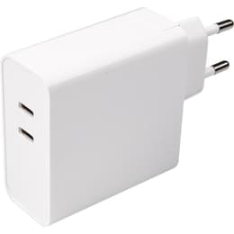 Chargeur secteur double USB C+C PD 65W (20+45W) Ultra-rapide Blanc Bigben