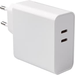 Chargeur secteur double USB C+C PD 65W (20+45W) Ultra-rapide Blanc Bigben