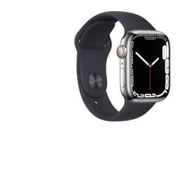 Apple Watch (Series 6) GPS + Cellular 44 mm - Acier inoxydable Argent - Bracelet sport Noir