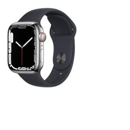 Apple Watch (Series 6) GPS + Cellular 44 mm - Acier inoxydable Argent - Bracelet sport Noir