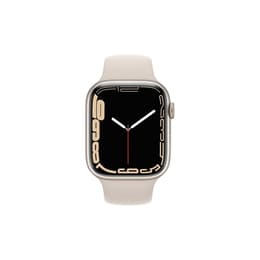 Apple Watch (Series 7) GPS + Cellular 41 mm - Acier inoxydable Lumière stellaire - Bracelet sport Lumière stellaire