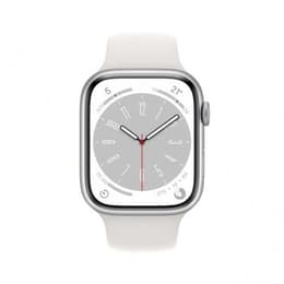 Apple Watch (Series 8) GPS 45 mm - Aluminium Argent - Bracelet sport Blanc