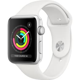 Apple Watch (Series 3) GPS 42 mm - Acier inoxydable Argent - Bracelet sport Blanc
