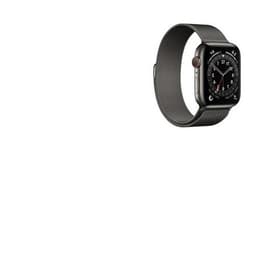 Apple Watch (Series 7) GPS 45 mm - Aluminium Noir - Bracelet milanais Argent