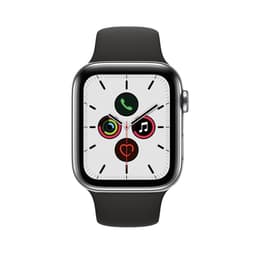 Apple Watch (Series 5) GPS + Cellular 40 mm - Titane Argent - Bracelet sport Noir