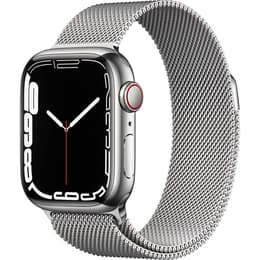 Apple Watch (Series 7) GPS + Cellular 45 mm - Acier inoxydable Argent - Bracelet milanais Argent