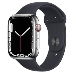 Apple Watch (Series 7) GPS + Cellular 45 mm - Aluminium Argent - Bracelet sport Noir