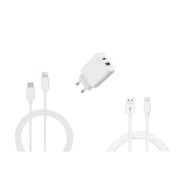 Chargeur USB type C + 2 Câbles - ultra rapide Double Port 25 W compatible iPhone et Android