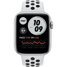 Apple Watch (Series 6) GPS + Cellular 44 mm - Aluminium Argent - Boucle sport Nike Platine pur/Noir