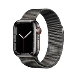 Apple Watch (Series 7) GPS 41 mm - Acier inoxydable Noir - Bracelet milanais Noir