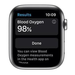 Apple Watch (Series 6) GPS + Cellular 44 mm - Acier inoxydable Argent - Bracelet milanais Argent