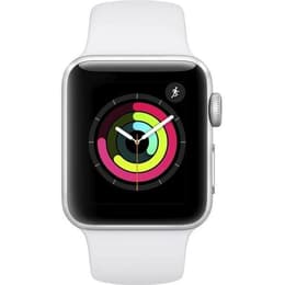 Apple Watch (Series 3) GPS 42 mm - Acier inoxydable Argent - Bracelet sport Blanc