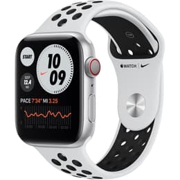 Apple Watch (Series 6) Septembre 2020 44 mm - Aluminium Argent - Bracelet Sport Nike Platine pur/Noir