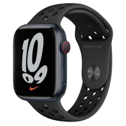 Apple Watch (Series 7) GPS + Cellular 45 mm - Aluminium Minuit - Bracelet sport Nike Noir