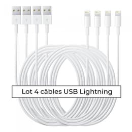 Lot 4 câbles Lightning blanc compatible pour iPhone