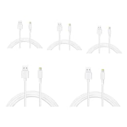 Câbles Usb Lot X5 Câble Lightning vers USB-A - Blanc - 1.20 Mètre (iPhone/iPad/Airpods)