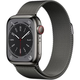 Apple Watch (Series 8) 2022 GPS + Cellular 41 mm - Acier inoxydable Gris - Bracelet milanais Gris