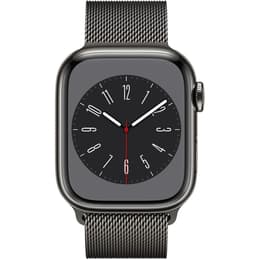 Apple Watch (Series 8) 2022 GPS + Cellular 41 mm - Acier inoxydable Gris - Bracelet milanais Gris