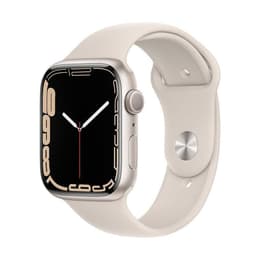 Apple Watch (Series 7) 2021 GPS + Cellular 45 mm - Acier inoxydable Blanc - Bracelet sport Blanc