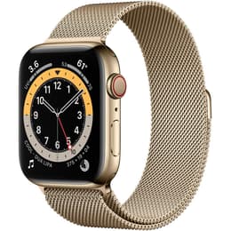 Apple Watch (Series 6) 2020 GPS + Cellular 44 mm - Acier inoxydable Or - Bracelet milanais Or