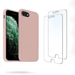 Coque iPhone 7/8/SE2020/SE2022 et 2 écrans de protection - Silicone - Rose