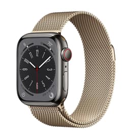 Apple Watch (Series 7) 2021 GPS 45 mm - Acier inoxydable Gris - Bracelet milanais Or