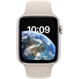 Apple Watch (Series SE) 2022 GPS + Cellular 44 mm - Aluminium Lumière stellaire - Bracelet sport Blanc
