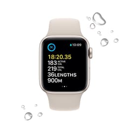 Apple Watch (Series SE) 2022 GPS + Cellular 44 mm - Aluminium Lumière stellaire - Bracelet sport Blanc