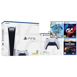 PlayStation 5 825Go - Blanc + Horizon Forbidden West + Spider-Man + Gran Turismo 7