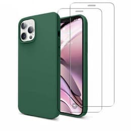 Coque iPhone 12 Pro Max et 2 écrans de protection - Silicone - Vert