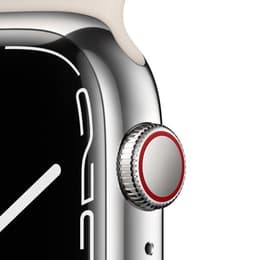 Apple Watch (Series 7) 2021 GPS + Cellular 45 mm - Aluminium Argent - Bracelet sport Blanc