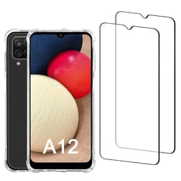 Coque Galaxy A12 et 2 écrans de protection - Plastique recyclé - Transparente