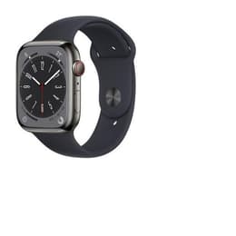 Apple Watch (Series 8) 2022 GPS + Cellular 45 mm - Acier inoxydable Gris - Bracelet sport Noir