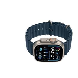 Apple Watch Ultra (2022) GPS + Cellular 49 mm - Titane Titane naturel - Bracelet Océan Bleu