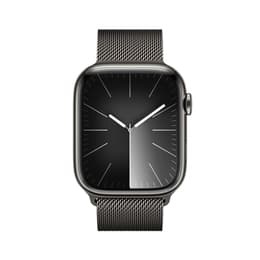Apple Watch Series 9 (2023) GPS + Cellular 45 mm - Acier inoxydable Graphite - Bracelet milanais Noir