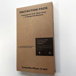 Coque iPhone 13 mini et 2 écrans de protection - Plastique recyclé - Transparent