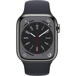Apple Watch (Series 8) 2022 GPS + Cellular 41 mm - Acier inoxydable Gris - Bracelet sport Minuit